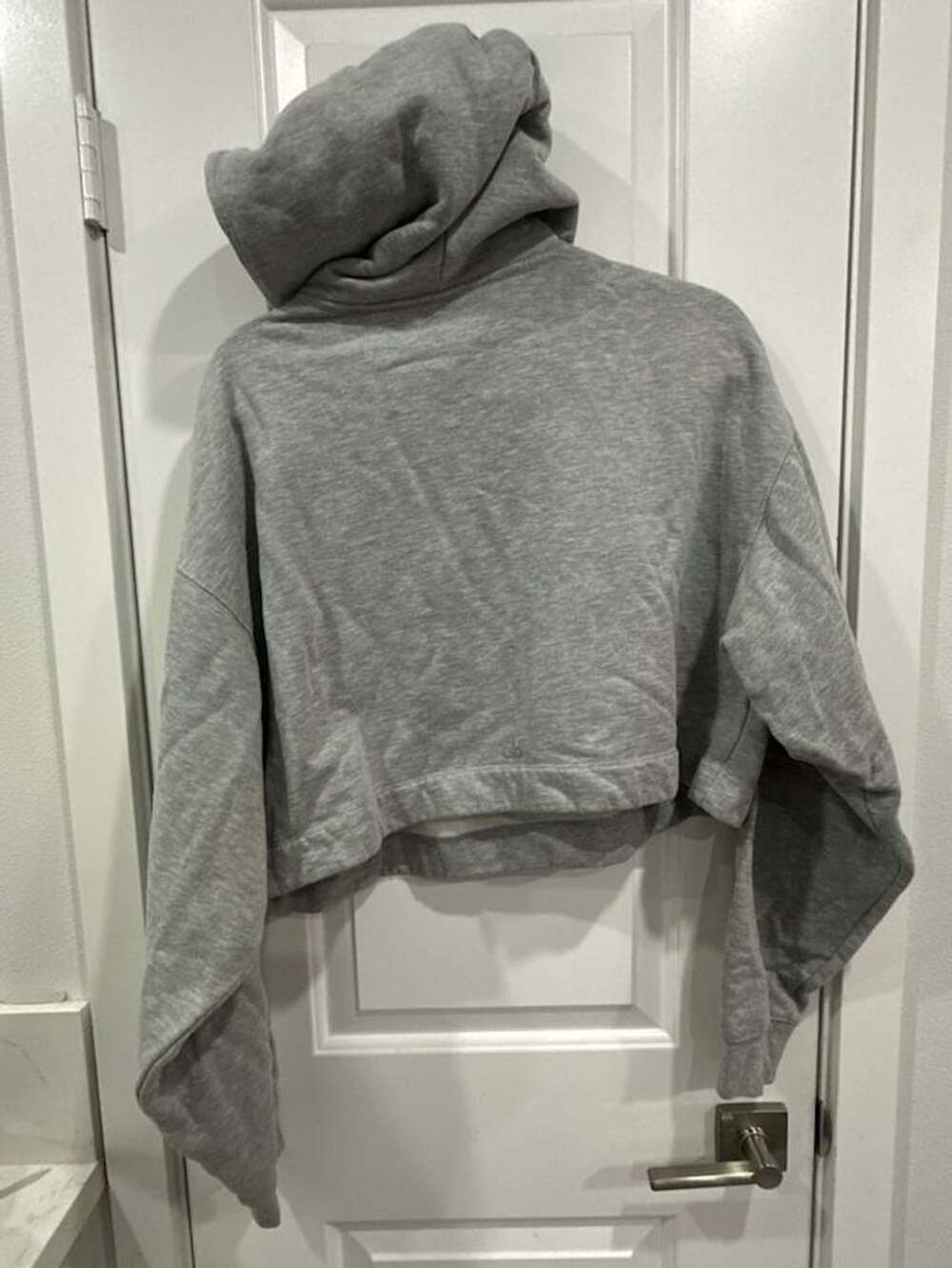 Alo Yoga Grey Cropped Hoodie Sweatshirt Size M - Picture 2 of 5